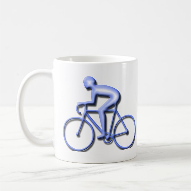 Fahrrad, das im Blau läuft Tasse (Links)