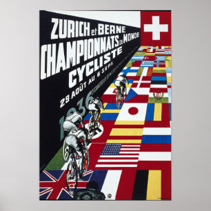 Fahrrad, das Vintage Zürich-Meisterschaft Poster
