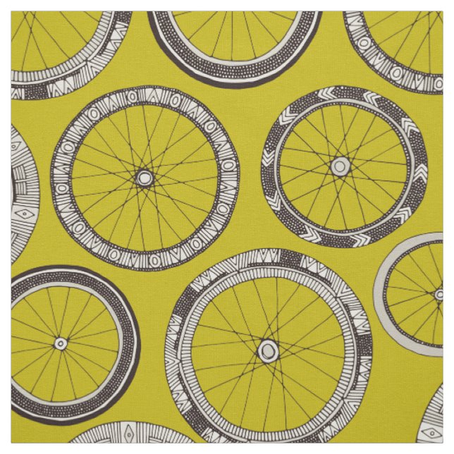 Fahrrad dreht Chartreuse Stoff (Muster)