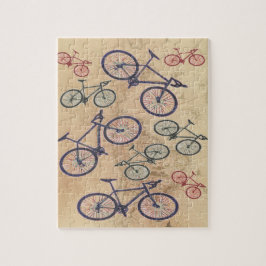 Fahrrad-Druck auf Vintager Karte Puzzle