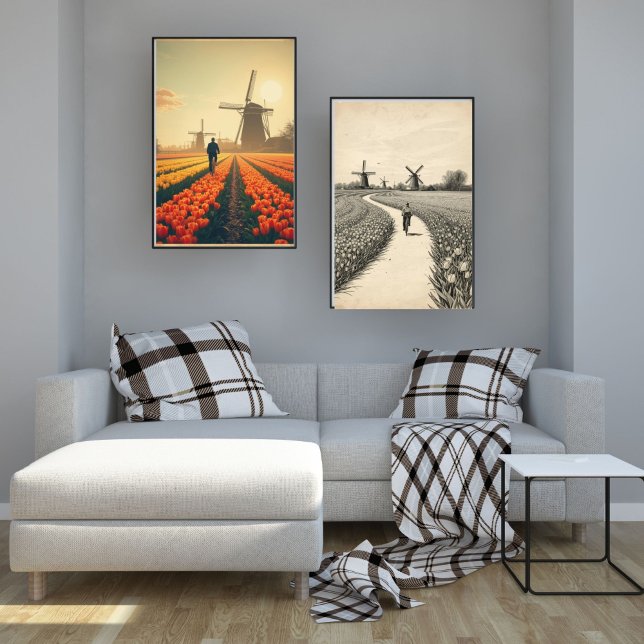 Fahrrad durch Tulpenfelder – Niederländische Lands Poster (Von Creator hochgeladen)