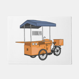 Fahrrad-Essenswagen Cartoon-Illustration Fußmatte