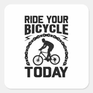 Fahrrad fahren Heute Fahrrad-lustig Quadratischer Aufkleber
