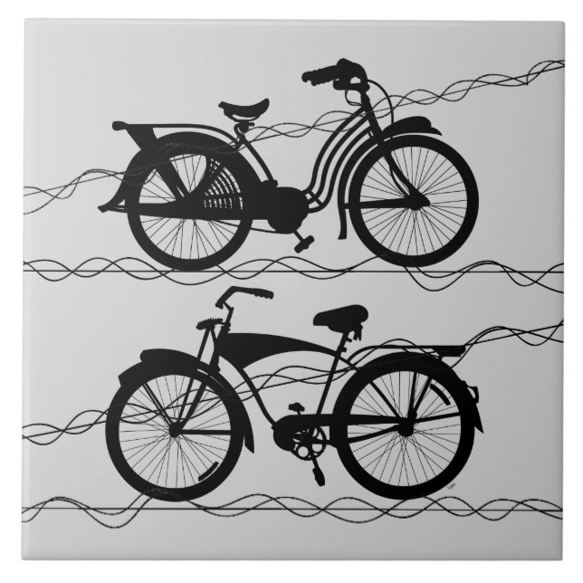 Fahrrad Fahrrad Schwarz 1 Fliese (Vorderseite)