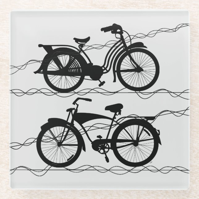 Fahrrad Fahrrad Schwarz 1 Glasuntersetzer (Vorderseite)