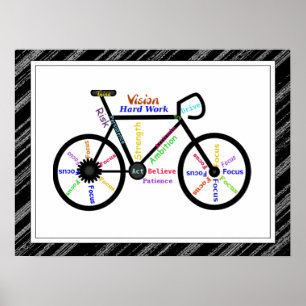 Fahrrad, Fahrrad-Sport, motivierend Wörter u. Poster