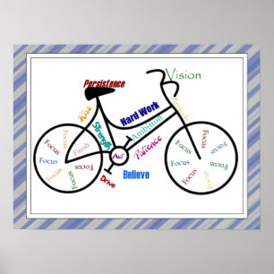 Fahrrad, Fahrradsport, Motivierend Worte und Strei Poster