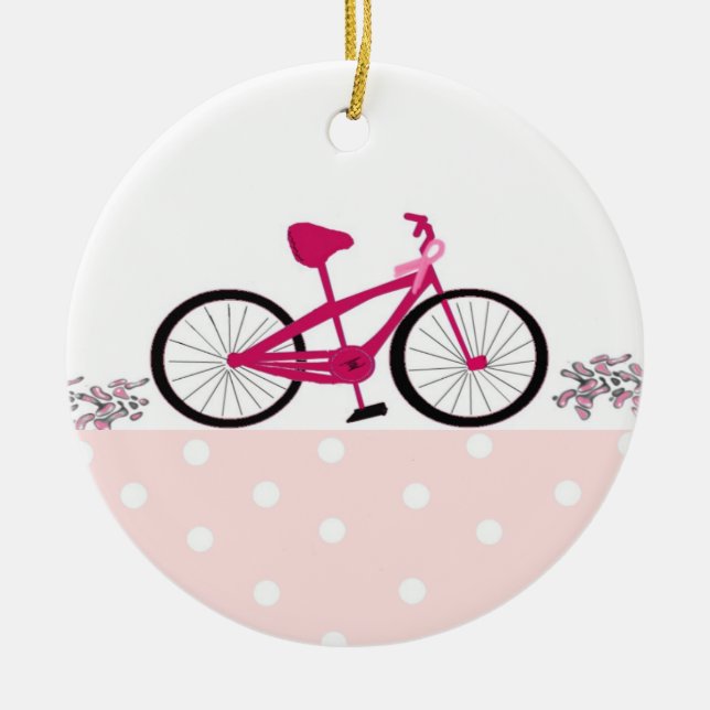 Fahrrad für eine Heilung - Rosa Fahrrad Keramik Ornament (Vorne)