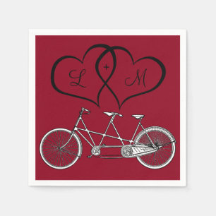 Fahrrad für Zwei Herz Burgund Hochzeit Napkin Serviette