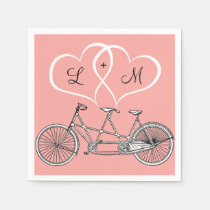 Fahrrad für Zwei-Herz-Hochzeit Personalisierter Na Serviette
