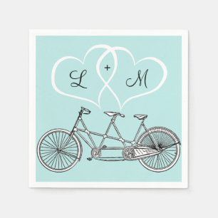 Fahrrad für Zwei-Herz-Hochzeit Personalisierter Na Serviette