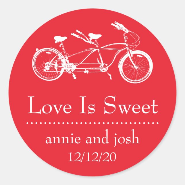 Fahrrad für zwei Lieben ist süße Etiketten (rot) Runder Aufkleber (Vorderseite)