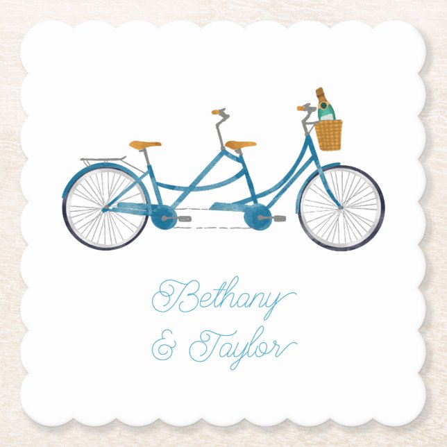 Fahrrad für zwei Wasserfarben Tandem Fahrrad & Nam Untersetzer (Vorderseite)