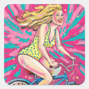 Fahrrad gebrochen quadratischer aufkleber