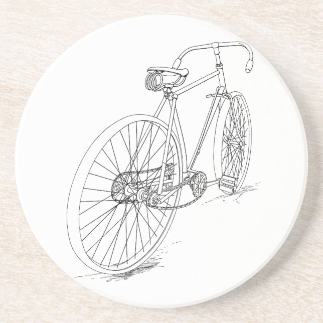 Fahrrad-Grafik Sandstein Untersetzer (Vorne)