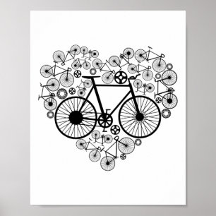 Fahrrad Herz Shirt Süß Mtb Straße Rennen Fahrer Li Poster