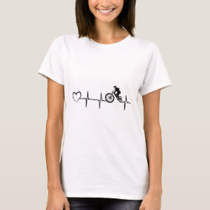 Fahrrad Herzschlag Radfahrer Downhill-Fahren Berg T-Shirt