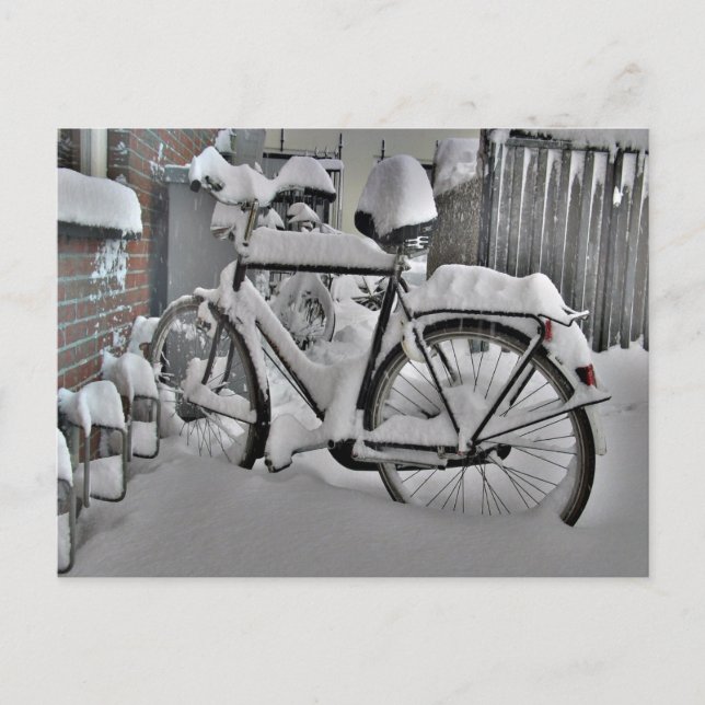 Fahrrad im Winter Postkarte (Vorderseite)