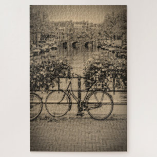 Fahrrad in Amsterdam - Sepia - 20x30 - 1014 pc Puzzle