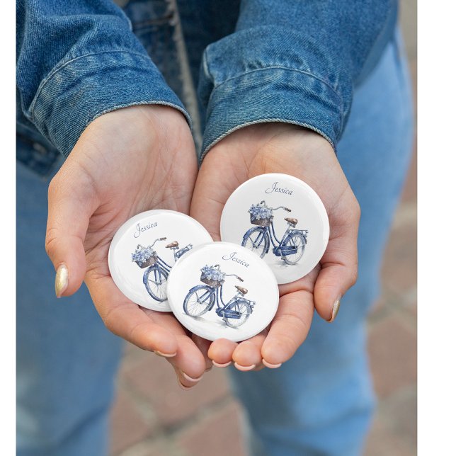 Fahrrad in Delft Blue individuell anpassbar Button (Von Creator hochgeladen)