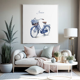 Fahrrad in Delft Blue individuell anpassbar Poster