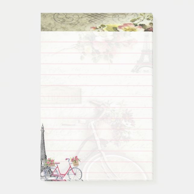 Fahrrad in Paris Post-it Klebezettel (Vorderseite)