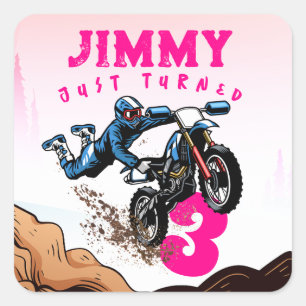 Fahrrad Kind Dreck Stunt Fahrrad Geburtstag Party  Quadratischer Aufkleber