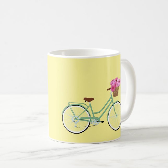 Fahrrad, Korb und Blume Kaffeetasse (VorderseiteRechts)
