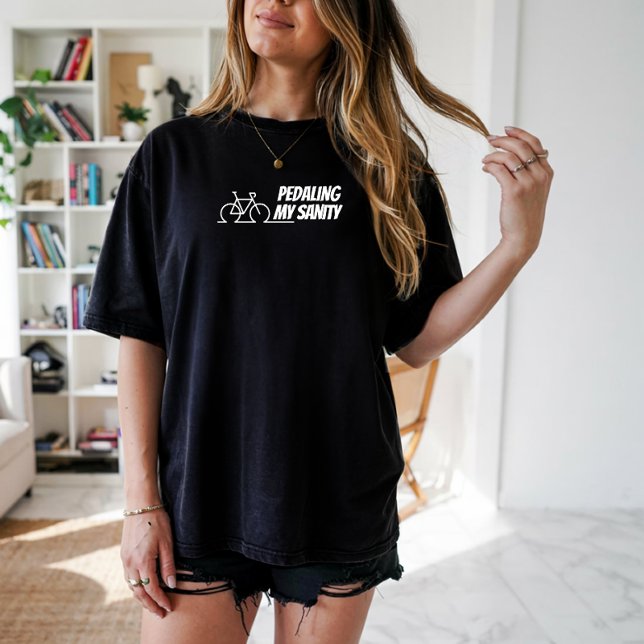 Fahrrad Mädchen Ironie schwarz weiß Tri-Blend Shirt (Bike Girl Irony Shirt. Super-stylish women's biking T-shirt with saying "Pedaling my sanity".)
