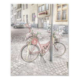 Fahrrad mit Blume Fotodruck
