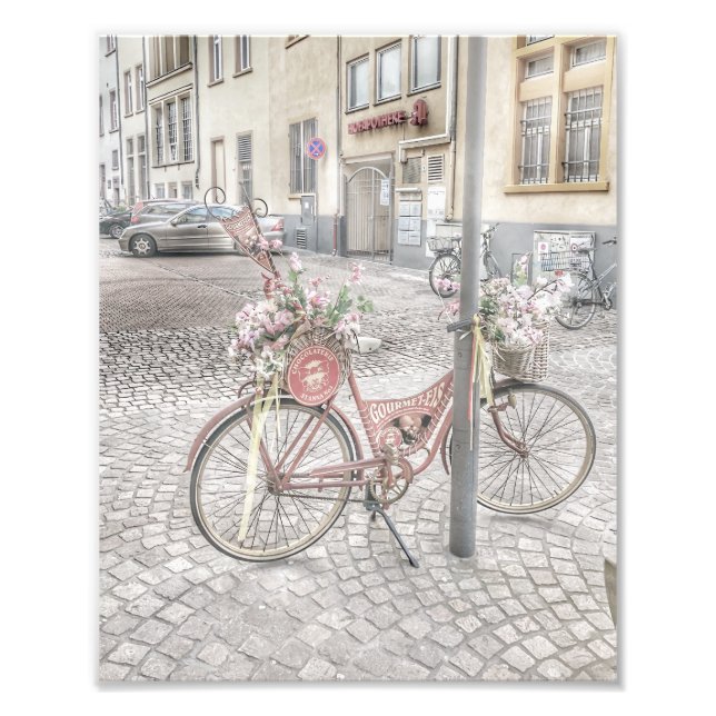 Fahrrad mit Blume Fotodruck (Vorne)