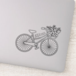 Fahrrad mit Blume, Individuelle Name Aufkleber