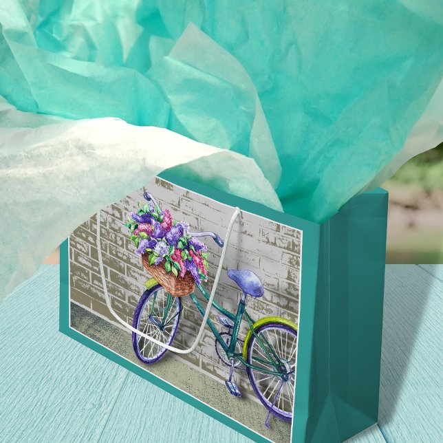 Fahrrad mit Blume Korb Große Geschenktasche Geschenktüte (Von Creator hochgeladen)