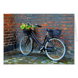 Fahrrad mit Blume-Korb, Kopenhagen, leere Karte