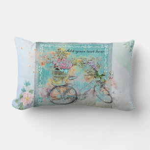Fahrrad mit Blume-Körben auf blauem Schoß Lendenkissen