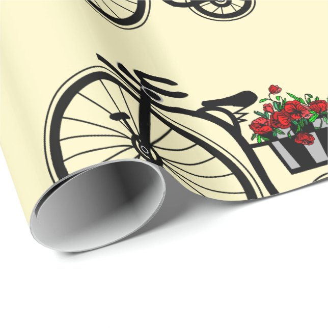 Fahrrad mit Blume Umschlagpapier Geschenkpapier (Rolleneckpunkt)