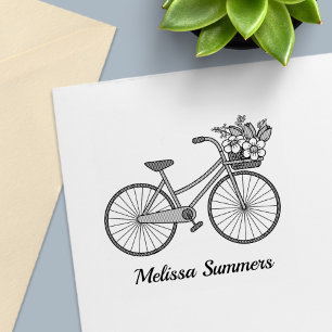 Fahrrad mit einem Blume-Korb Permastempel