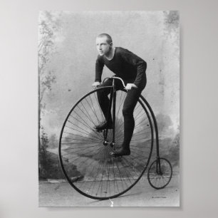 Fahrrad mit großem Vorderrad Poster