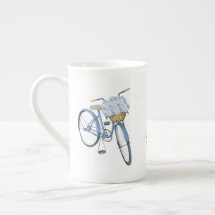 Fahrrad mit Hortensienkorb Blumenliebhaber Prozellantasse