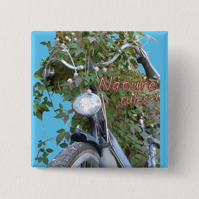 Fahrrad mit Klematis-Knopf Button (Vorderseite)