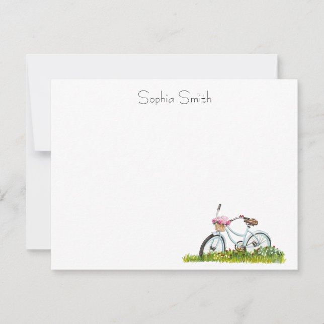 Fahrrad mit Korb von Blume Dankeskarte (Vorderseite)