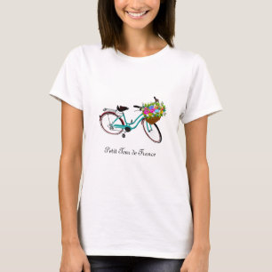 Fahrrad mit mehrfarbigen Blume und Kalligraphie T-Shirt