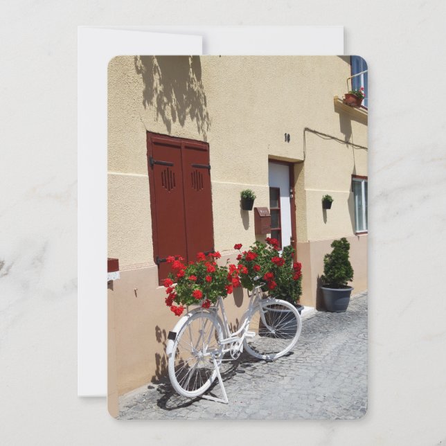 Fahrrad mit Roten Blume auf der europäischen Straß Karte (Vorderseite)