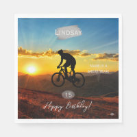 Fahrrad mit Sonnenuntergang Napkin HAMbyWG