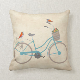 Fahrrad mit Vögeln Kissen