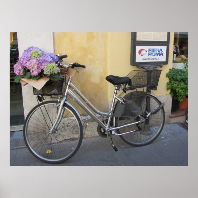 Fahrrad mit Wasserkorb Poster (Vorne)
