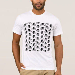 Fahrrad-Muster in Schwarzweiss. T-Shirt