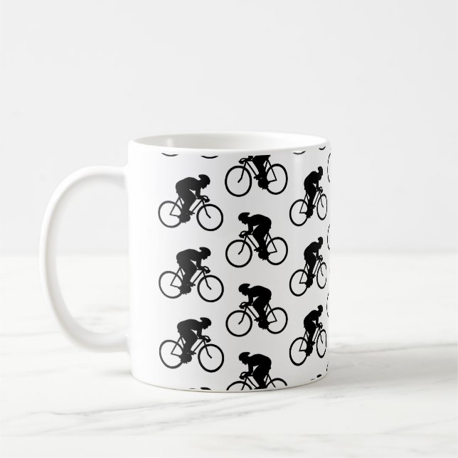 Fahrrad-Muster in Schwarzweiss. Tasse (Links)