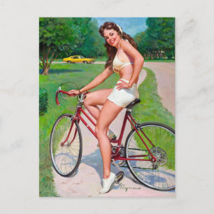 Fahrrad Pin Up Postkarte