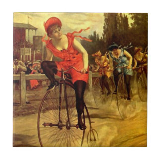 Fahrrad-Radrennenlaufen der Fliesen-antiken Frauen Fliese